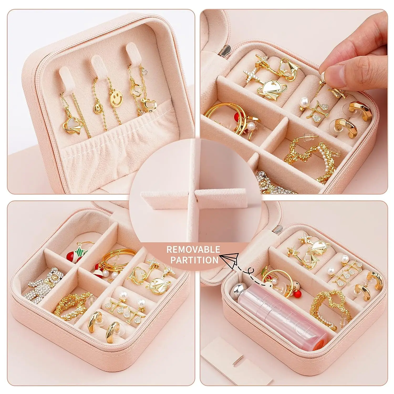 Mini Jewelry Storage Box Women Ring Studs Necklace Earrings Jewelry  Organizer With Zipper Portable Home Travel Storage Boxes - AliExpress