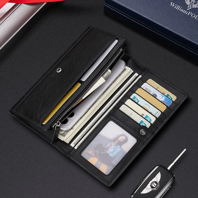 Wallet Men's long zipper Money clip Large capacity Clutch bag Fashion multi-card pocket coin Wallet Men's Father's Day birthday 4