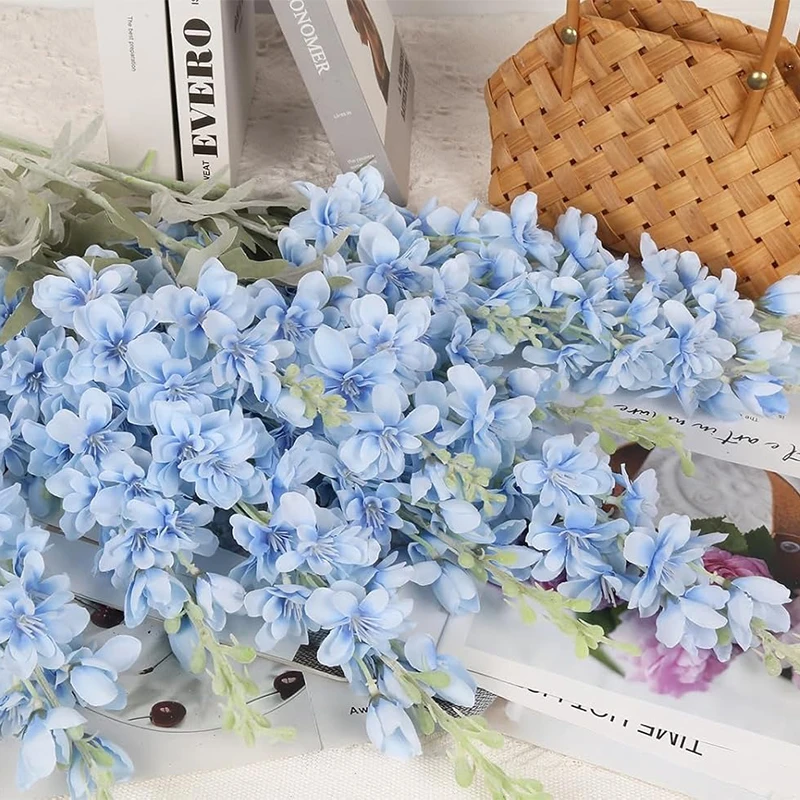 2 Stück 85 cm langstielige Riegelspur-Kunstblumen (Delphinium) – Seidenstrauß für Zuhause, Zimmer, Garten, Outdoor- und Hochzeitsdekoration