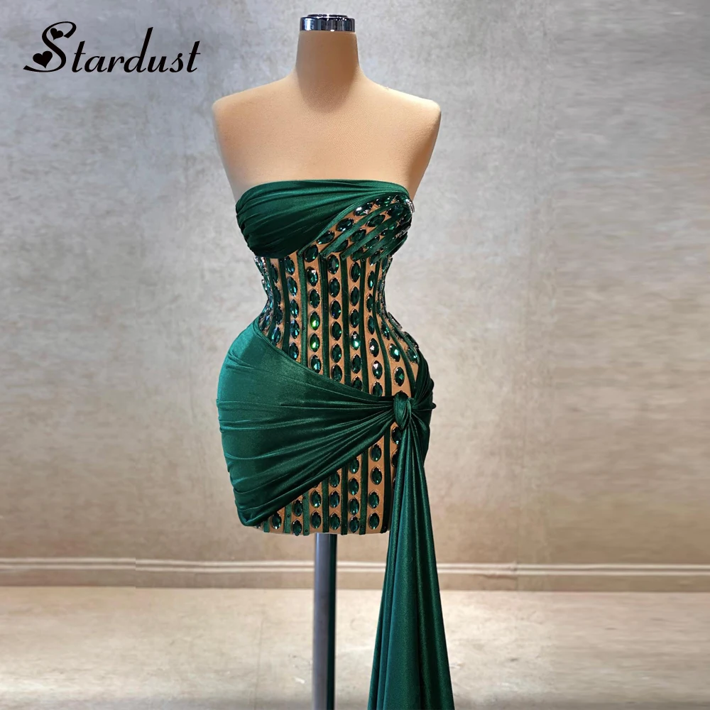 Prom Dresses Stardust Vintage Bodycon Homecoming Dress Girls Illusion Strapless Pleats Sleeveless Vestidos De Graduacion Customized