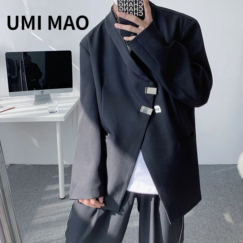 

UMI MAO Yamamoto Dark Design Sense Small Number Inclined Placket Metal Button Small Men Women Silhouette Loose Blazer Coat