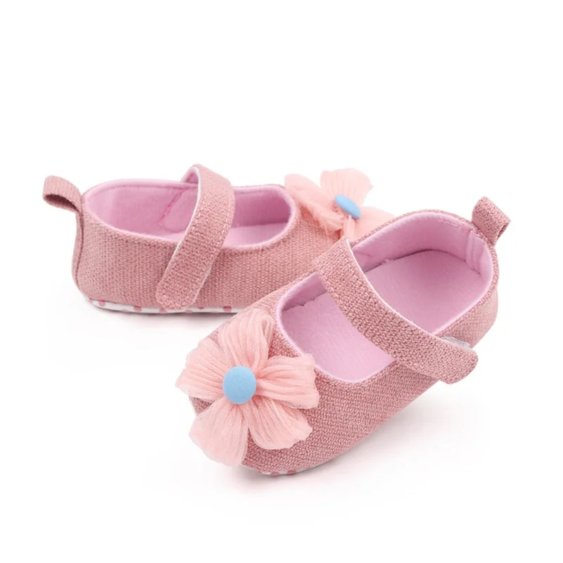 

Baby Girls Premium Flats Rubber Sole Infant Flower PU Leather Toddler First Walker Crib Shoe