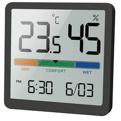 Advanced LCD Digital Indoor Weather Station Thermometer and Hygrometer (Black)