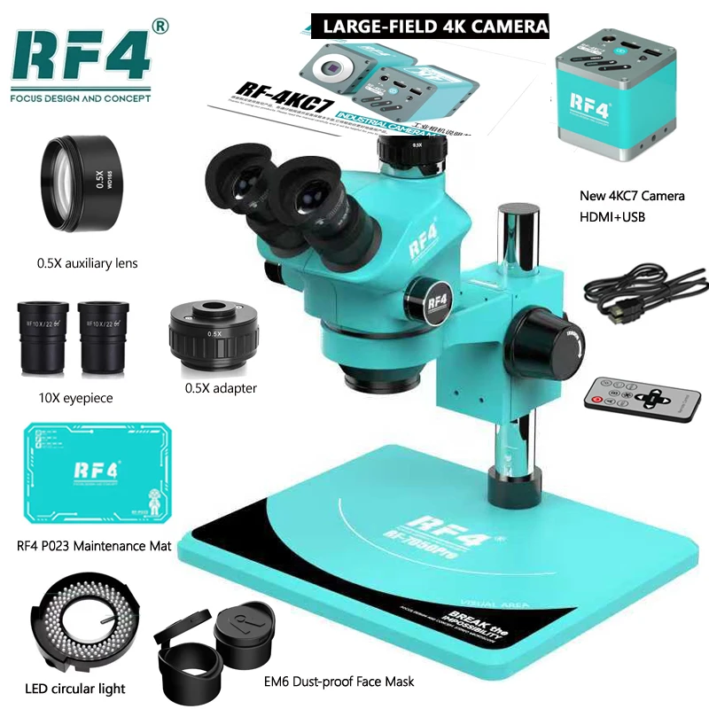 RF4 베이스 플레이트 스테레오 삼안 현미경 보석 납땜 동전 휴대폰 PCB 4K 2K HDMI USB 카메라 전자 확대경
