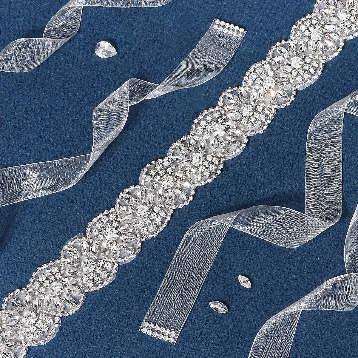 Bridal Waistband Rhinestone Bridal Belt for Wedding Dress Accessories Silver Color Crystal Bride Belt Sash Ribbon Party Bridesmaid Gift