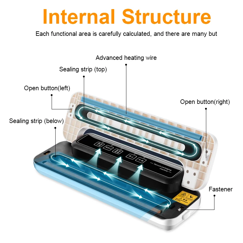 220V Vacuum Sealer Packaging Machine Household Food Vacuum Sealer Film Sealer Vacuum Packer 10 Vacuum Sealing Bags  Bag Sealer 5