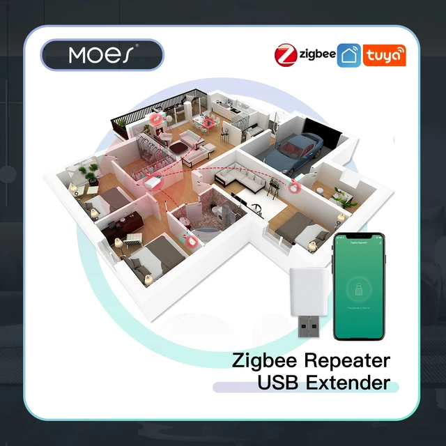 MOES Tuya ZigBee Signal Repeater Amplifier USB Extender for Smart Devices  Expand Stable Transmission 15-20M