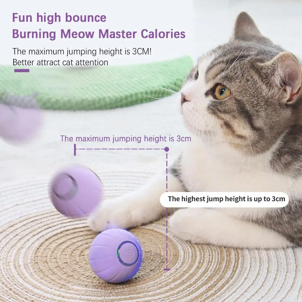 

Smart Automatic Bouncing Cat Ball Interactive Rolling Ball For Cats Pet Smart LED Self Moving Cat Toys Accessories L4Z3