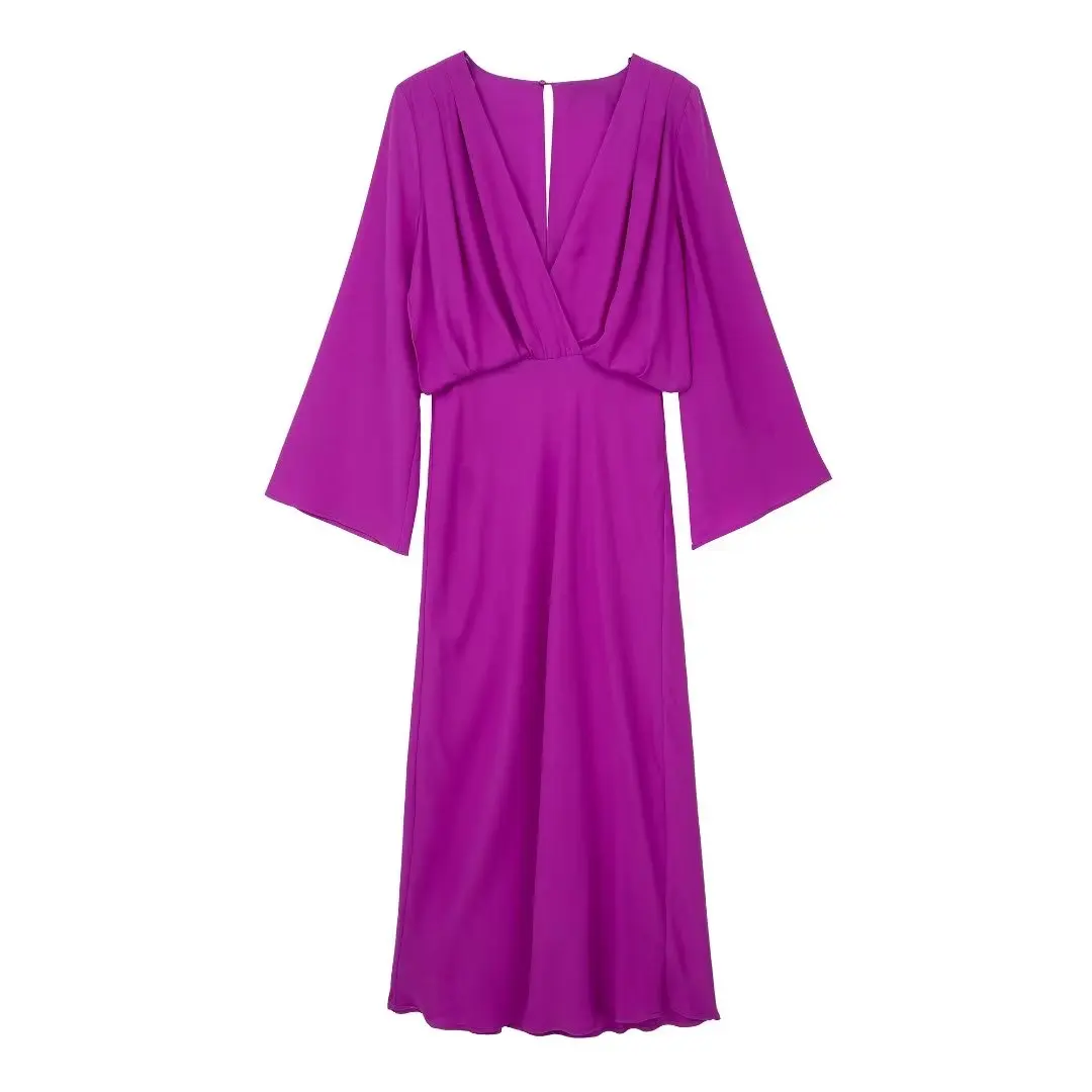 

Women 2023 New Chic Fashion Double-breasted Mini Dress Vintage V-neck Long Sleeve Female Dresses Vestidos