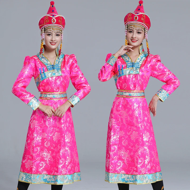 

White Pink Mongolian Costume For Women national minority Dance Clothing Princess Cosplay Dress New Year Festival Gift