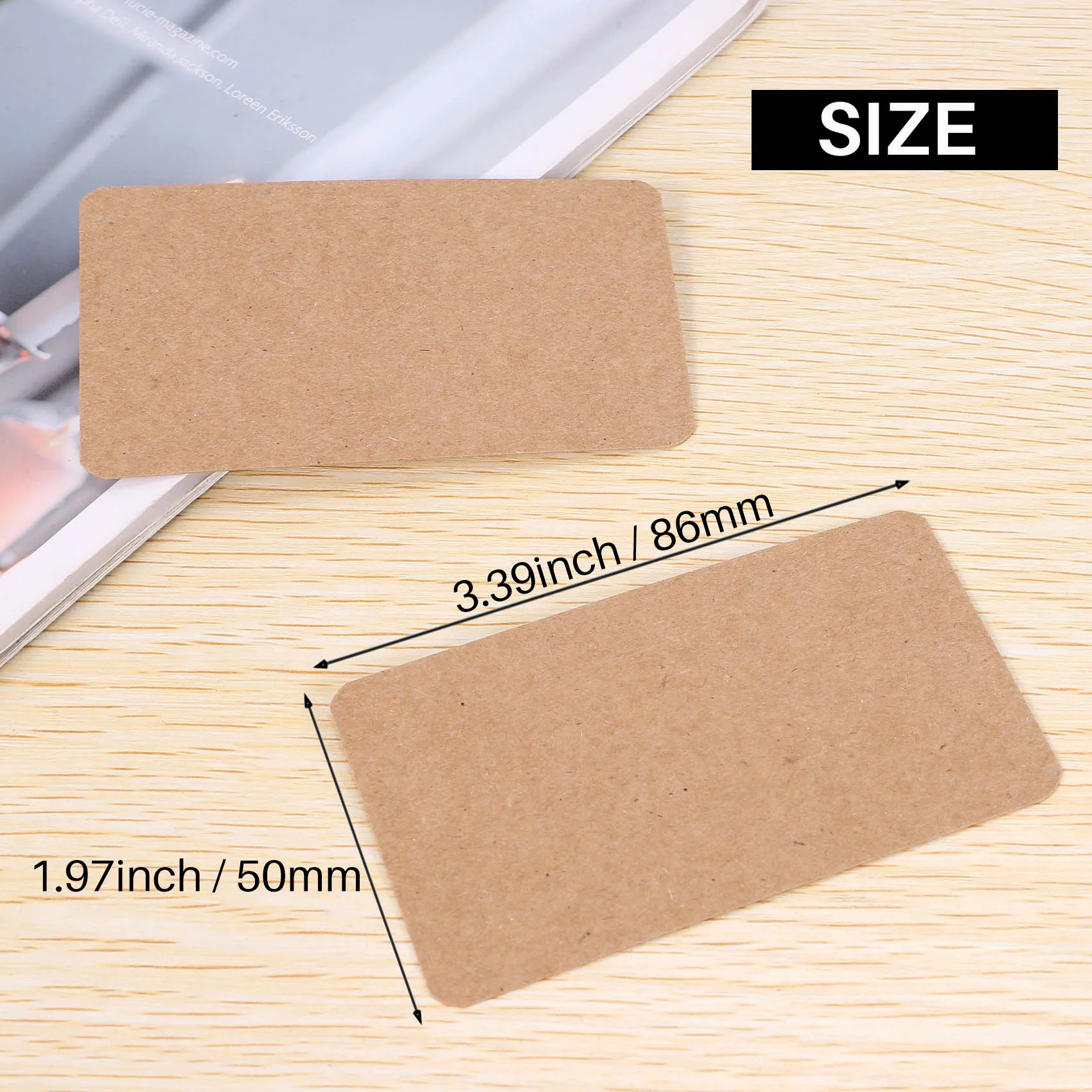100Pcs 빈 크래프트 종이 명함 워드 카드 메시지 카드 DIY 기프트 카드-AEF7