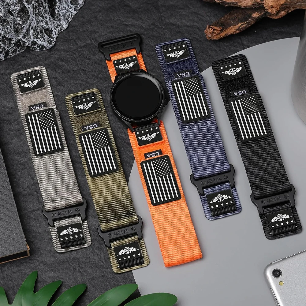 Durable Nylon Smartwatch Straps - Universal Fabric Bracelet, Adjustable 20mm/22mm Band
