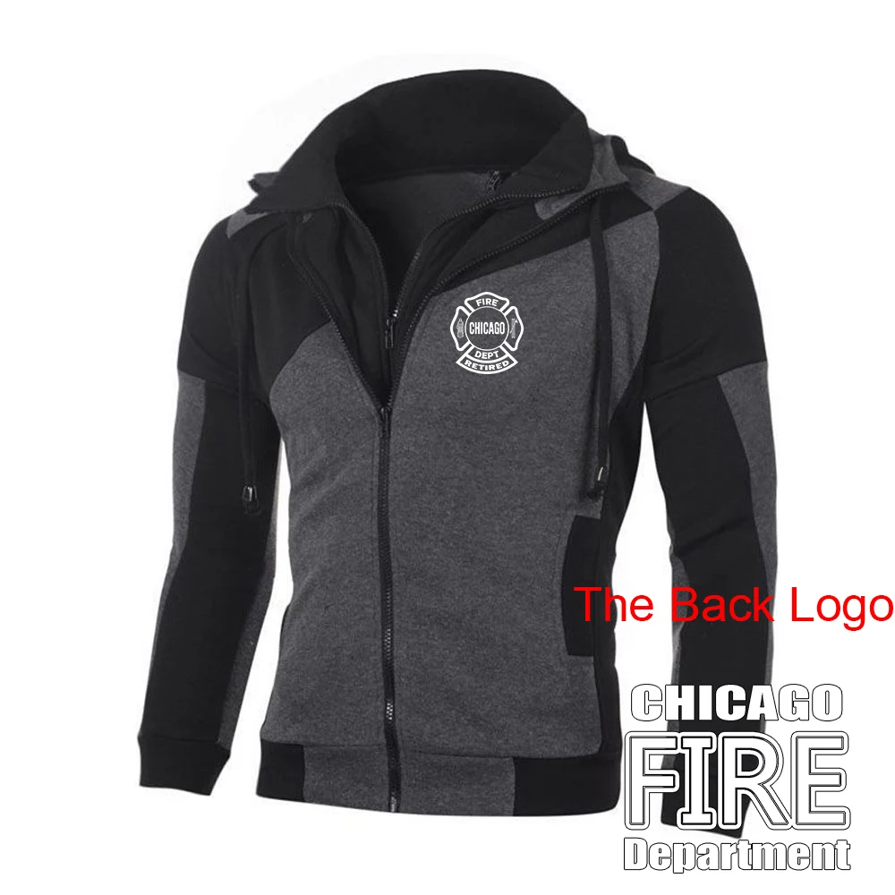 thumbnail image 1 of New Chicago Fire Department Show Tv Show Duty Printing Fashion 2023 New Men's Jacket Zipper Splicing Sweatshirt All-Match Coat, 1 of 5