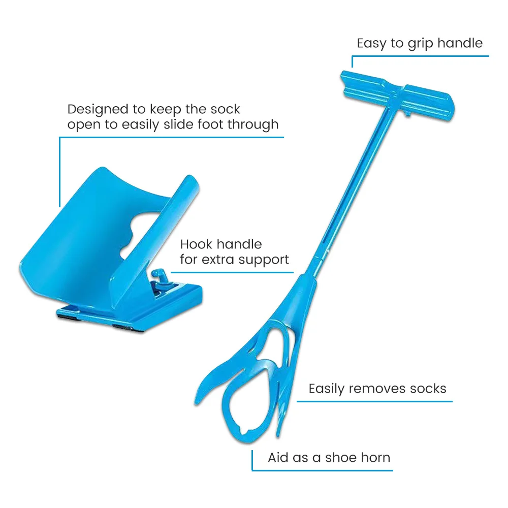 Wear Socks Aid Device Slider Easy Put on Sock Aid Kit Shoe Horn Device No Bending Stretching Sock Supports Braces Tool