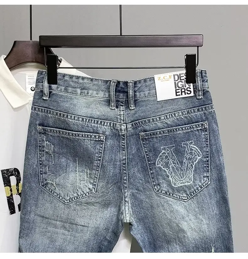 Men's Jeans Ripped Shorts Summer New Fashion Casual Vintage Slim Fit Denim Shorts Streetwear y2k jeans
