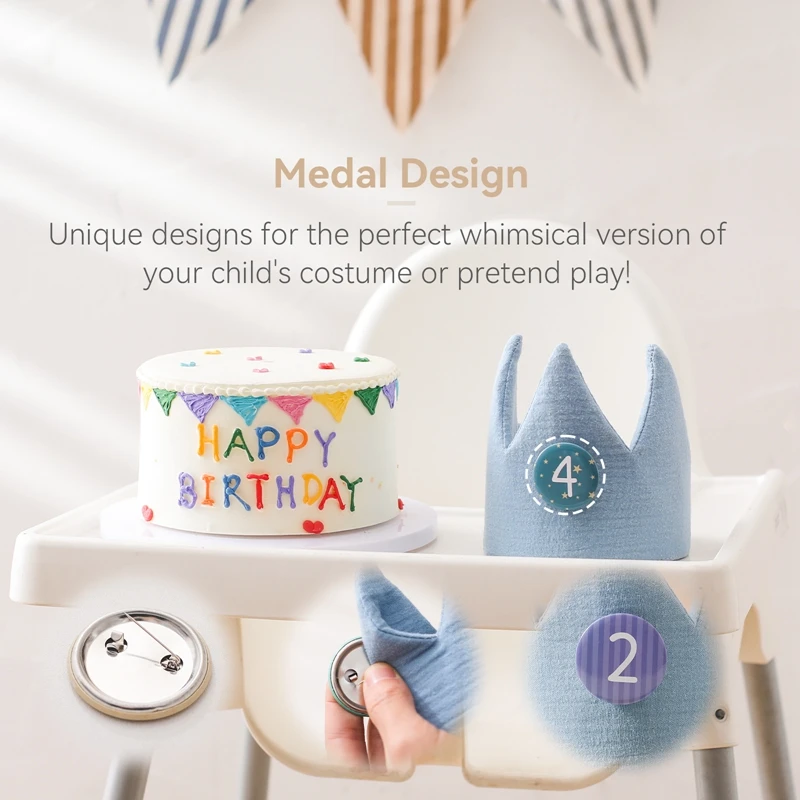 Baby Birthday Party Hat Set Cotton Soft Crown Hat Infant Milestone Birthday Party Photography Props Kids Grow Commemorate Gifts 4