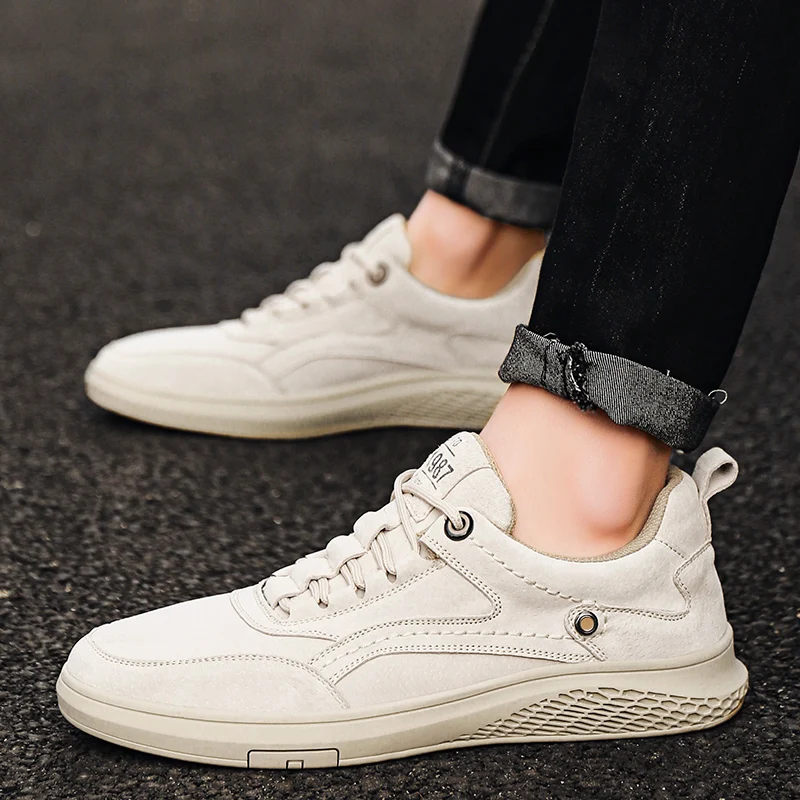 Men Fashion Genuine Leather Loafers Breathable Autumn Lace Up Comfortable Casual Outdoor Sneakers Shoes 47 mens shoes