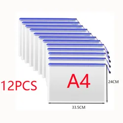 Set of 5 Transparent Waterproof Zipper Storage Bags (A4 big 12pcs white)