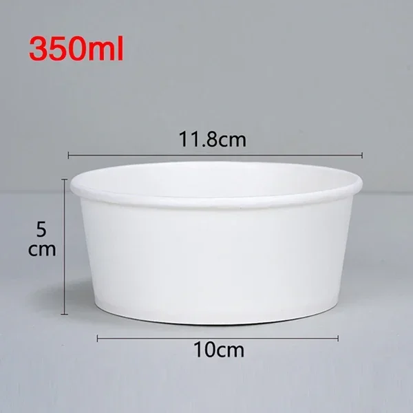 50pcs Disposable Paper Bowls Circular Food Containers Salad Takeaway Food Boxes Fast Food Restaurants Eco-friendly Packaging