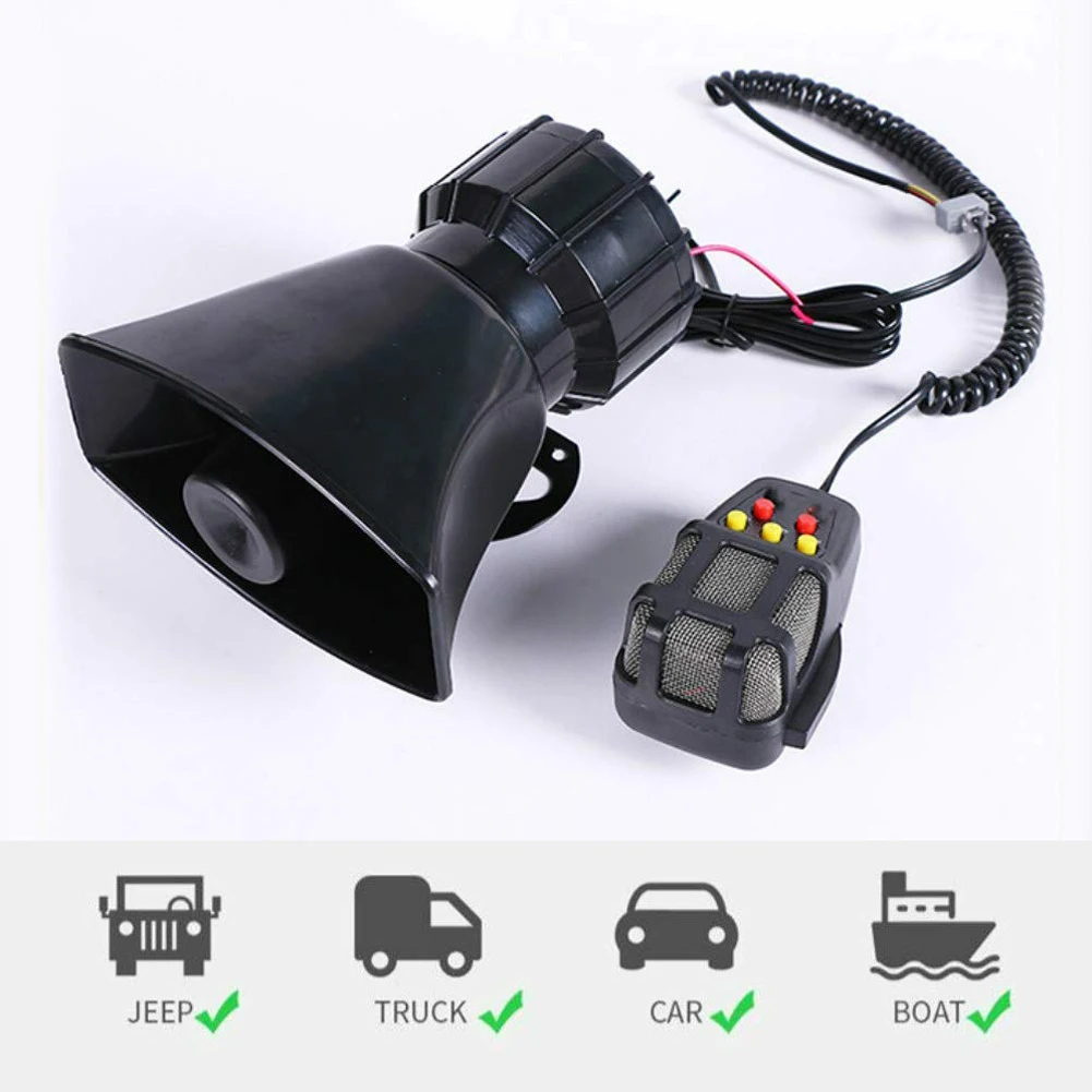Car Air Horn Car Siren Horn Warning Buzzer Speaker 12V 150DB 7 Sound Super Loud Multipurpose