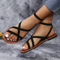 Sandales décontractées pour femmes 2026 – Nouvelles chaussures romaines polyvalentes et tendance pour l'été – Confortables à semelle plate – Chaussures de plage pour femmes 2