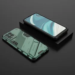 Enhanced Shockproof Armor Phone Case with Holder and Durable Back Coque for Realme GT Neo 3 (Green)