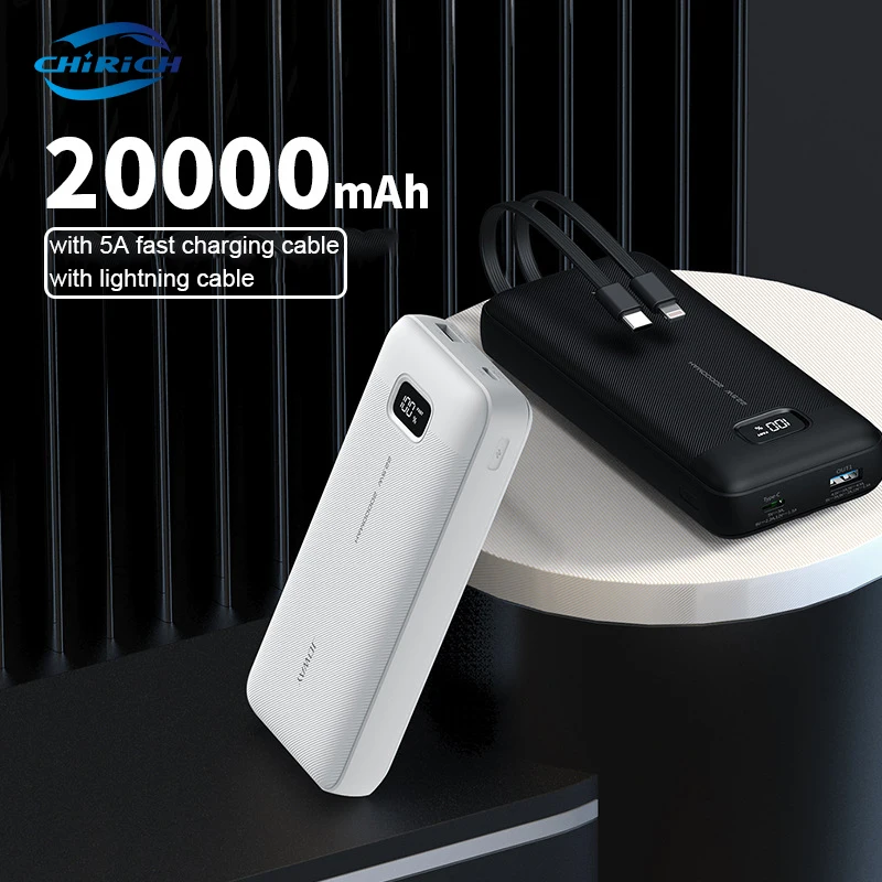 

CHIRICH 20000mah Power Bank Portable Powerbank with 22.5W PD Fast Charging Portable Battery Charger For iPhone 14 13 12 Xiaomi