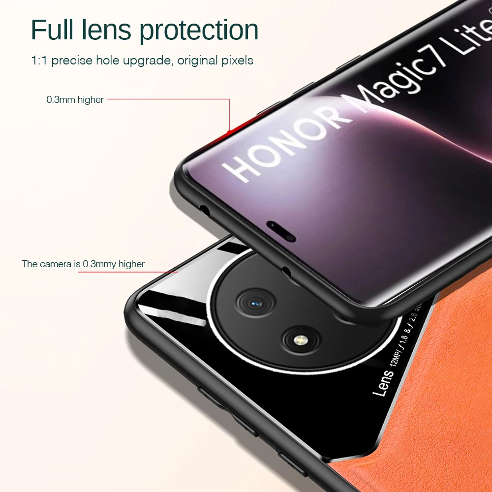 Magnetic Leather Back Cover For Honor Magic7 Lite 7Lite Light X9c Magic7Lite HonorX9c Honer X 9c TPU Soft Frame Shockproof Coque 6