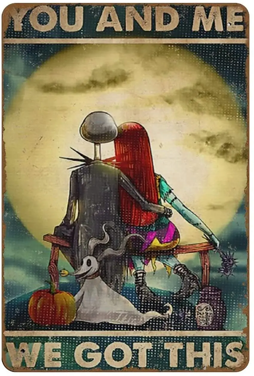 You And Me Our Nightmare Before Christmas Novità Retro Metal Tin Sign Bar Cafe Home Art Farmhouse Living Room Home Decoration