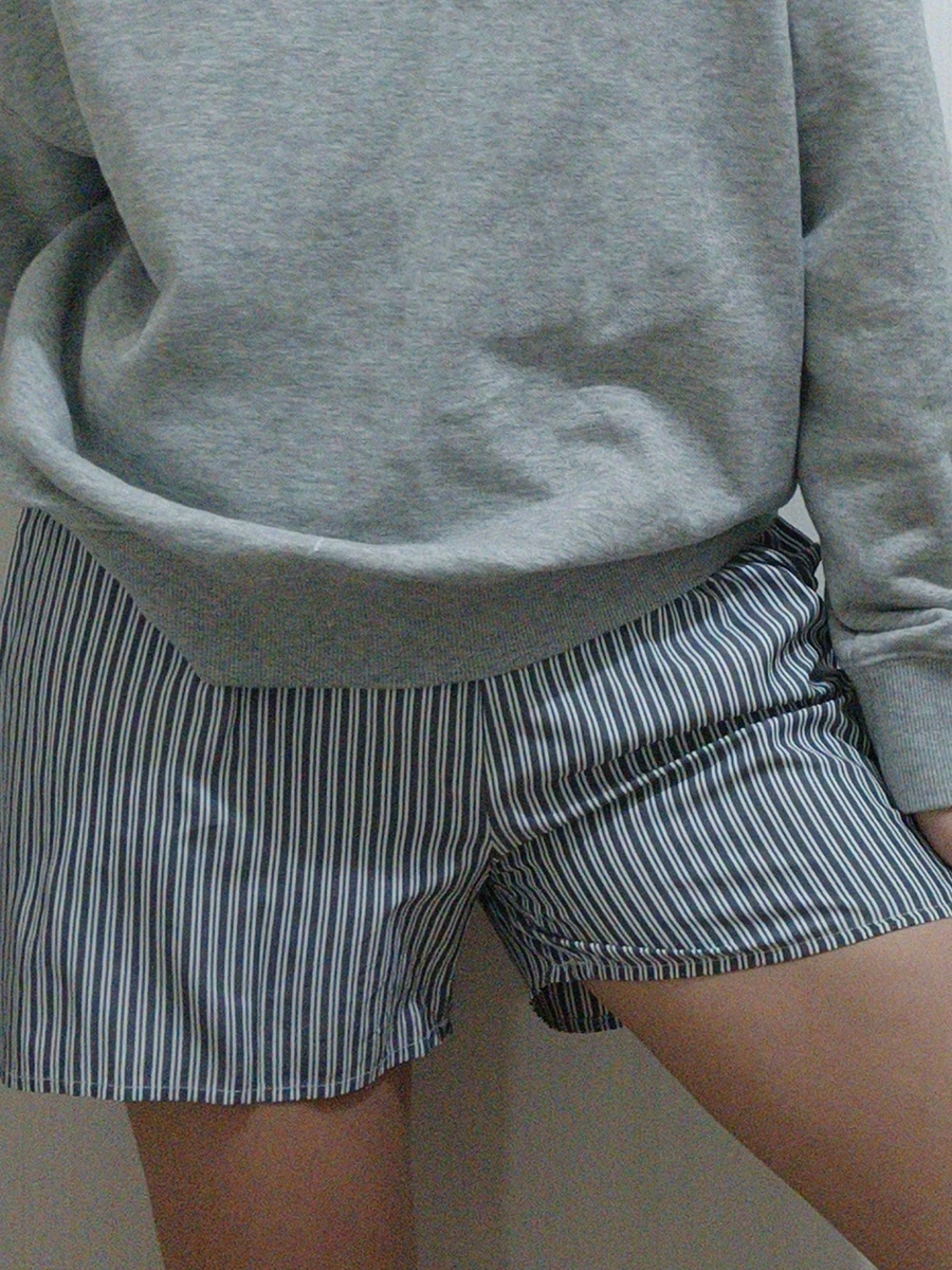 

Новые женские Пижамные шорты с вертикальным принтом в полоску, мягкие удобные эластичные брюки для отдыха, Стрейчевые брюки для сна