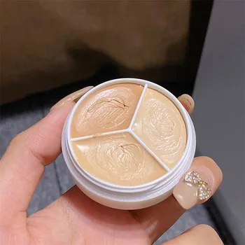 3-Color Concealer Palette Cream Texture Covers Acne Marks Dark Circles Multifunction Face Makeup Lasting Brighten Face Cosmetics 7