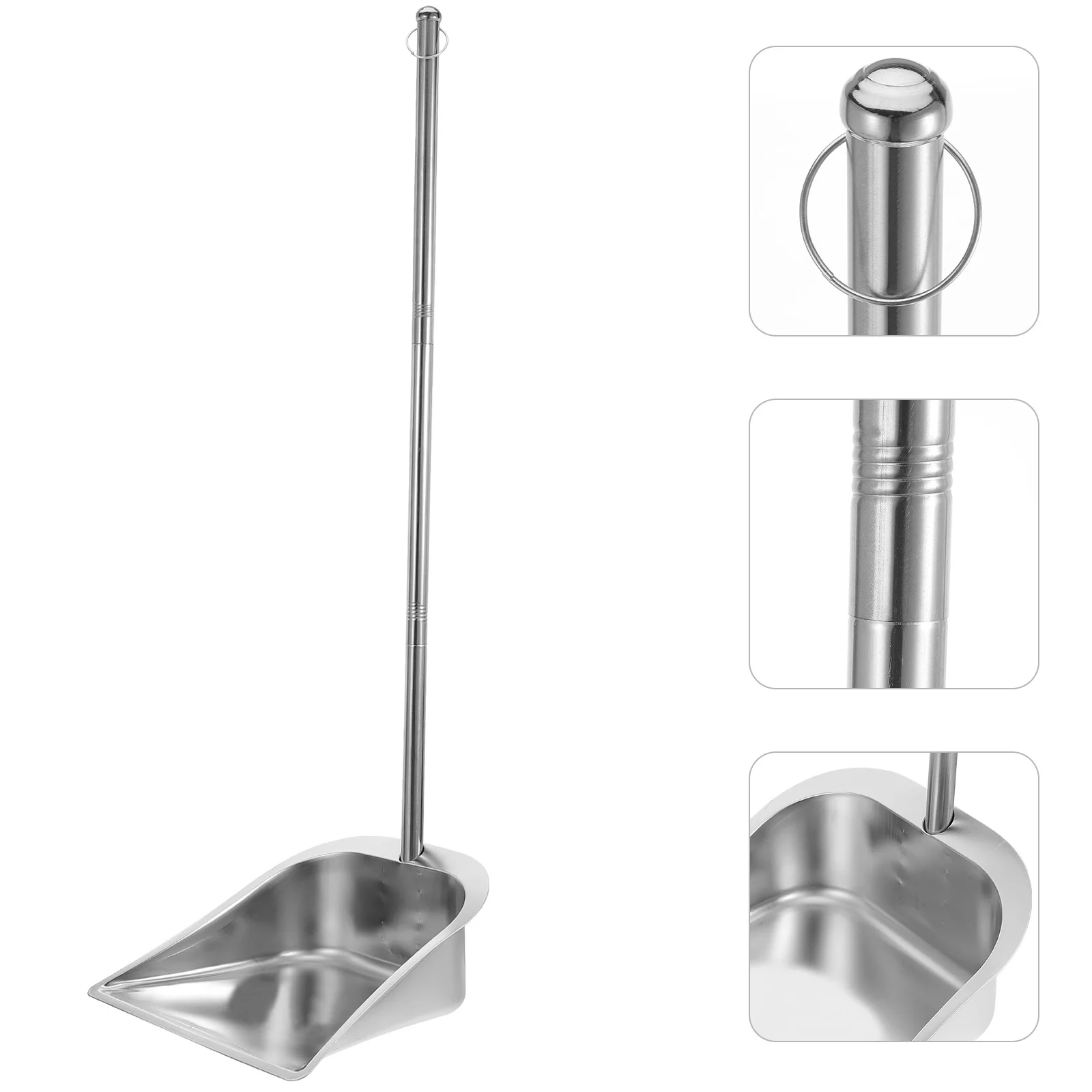 

Broom and Dustpan Set Cleaning Supplies Stainless Steel Upright Pan Long Handle Broom Set for Home Kitchen Office Lobby