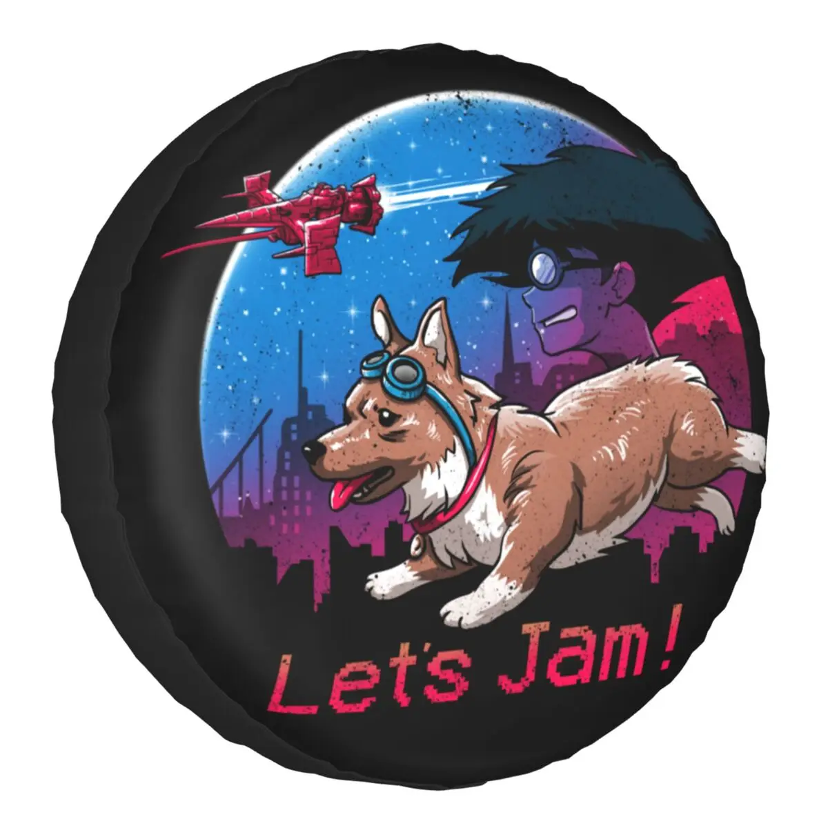 

Cowboy Bebop Let's Jam Spare Wheel Tire Cover for Toyota RAV4 Prado Spike Spiegel Corgi Japan Anime Jeep RV SUV Trailer