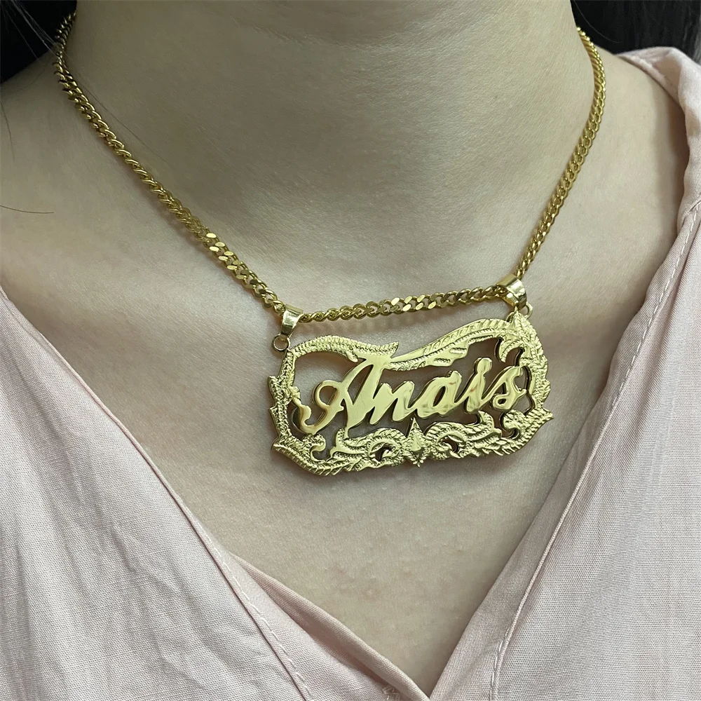 Custom Necklace Double Nameplate Name 