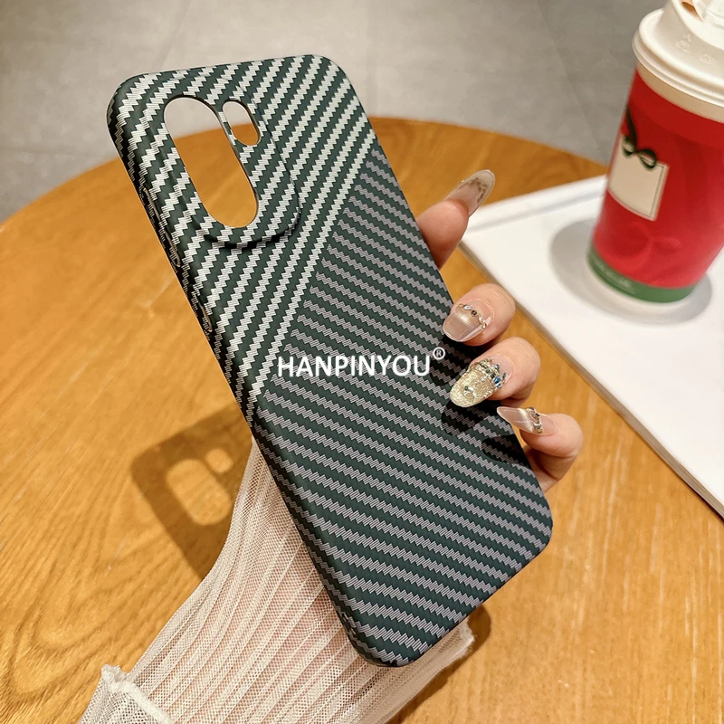 Sleek Anti-Fingerprint Carbon Fiber Matte Case with Shockproof Camera Protector