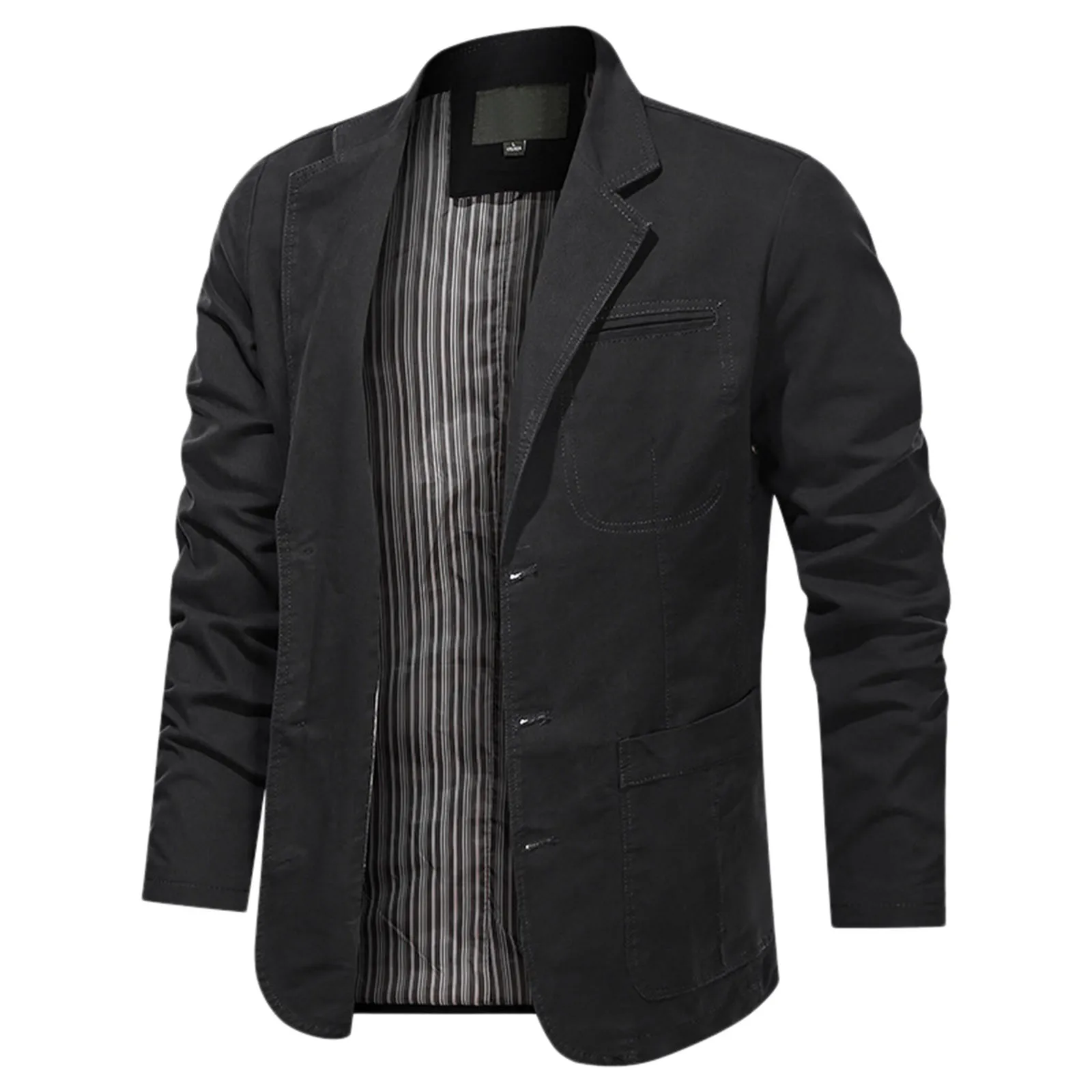 Cotton Business Work Wear Jacket Mens Lapel Single Breasted Cardigan Suit Coat Spring Solid Color Jackets Male Casual Overcoat