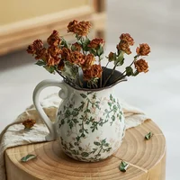 Retro Ceramic Vase Flower Vase for Home Decoration Table Decoration Pastoral Style Hydroponic Flower Arrangement Leaf Flower Pot 2