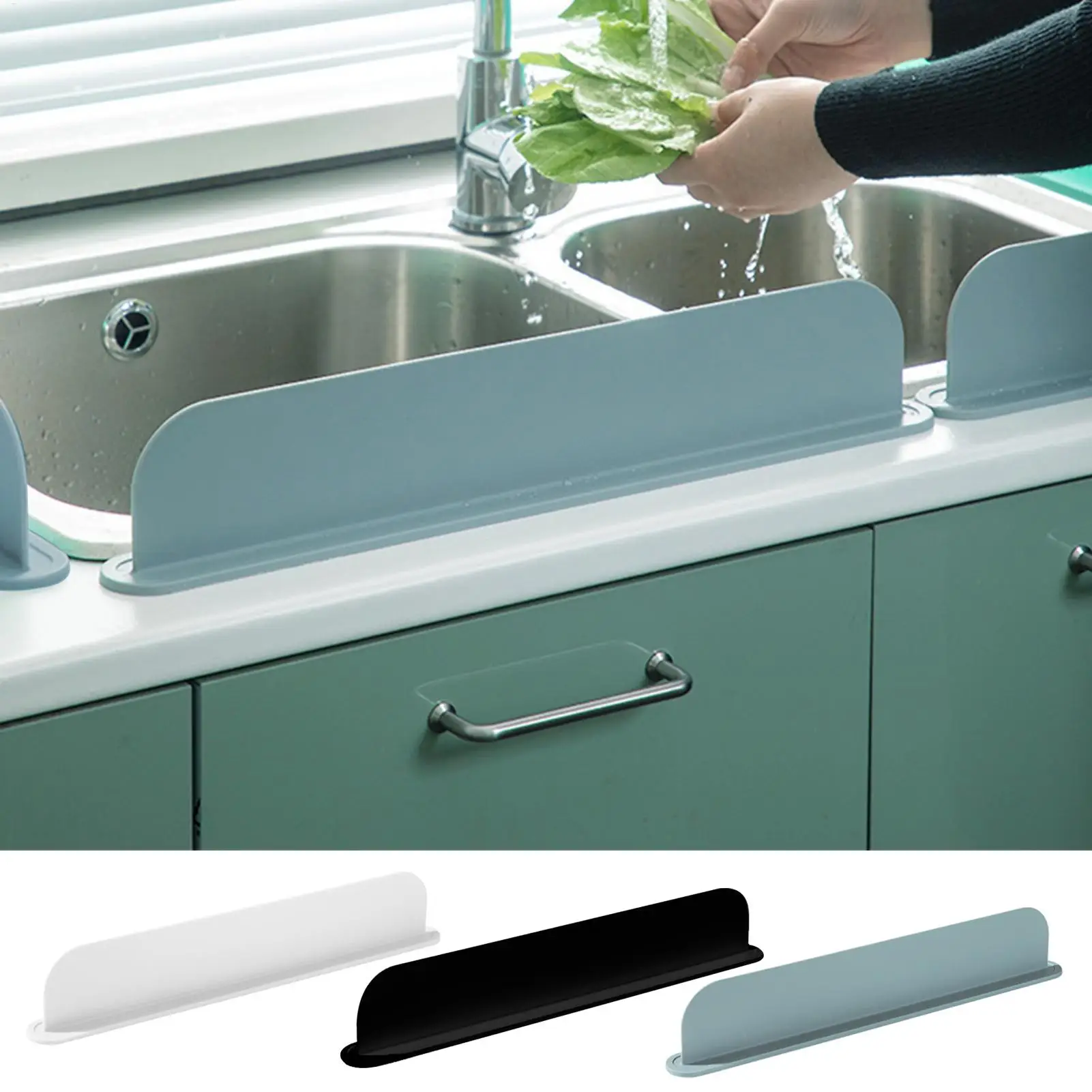 Silicone Sink Baffle Kitchen Splash Guard Water Barrier Washing Dishes Vegetables Adhesive Partition