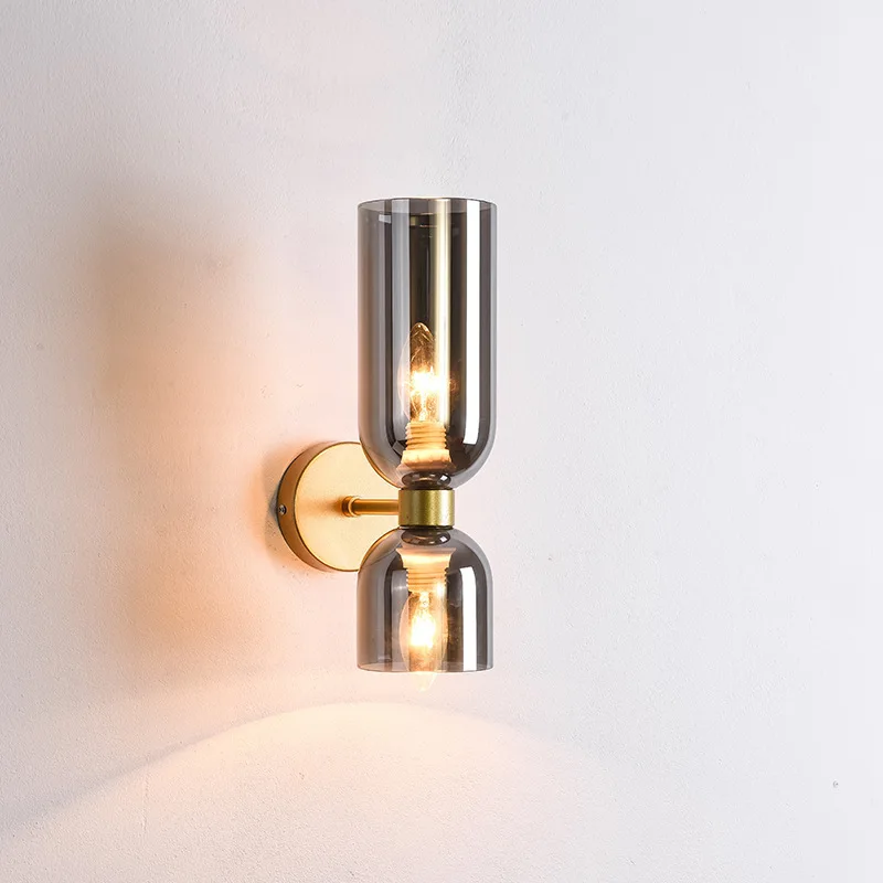 

Nordic Light Luxury Postmodern Bedroom Bedside Lamps Background Wall Sofa Aisle Stairs Bar Simple Double Head Wall Lamp Lighting