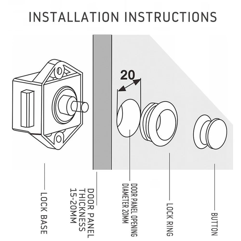 5/10/20pcs Push Button Latch Lock Camper Car Cabinet lock Door RV Catch Knobs Furniture Push Button Drawer Catch Lock Cupboard cabinet door lock drawer lock