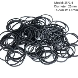 Versatile Black Elastic Bands - 100 Count for Office, School, and Home Use (25x1.4mm)