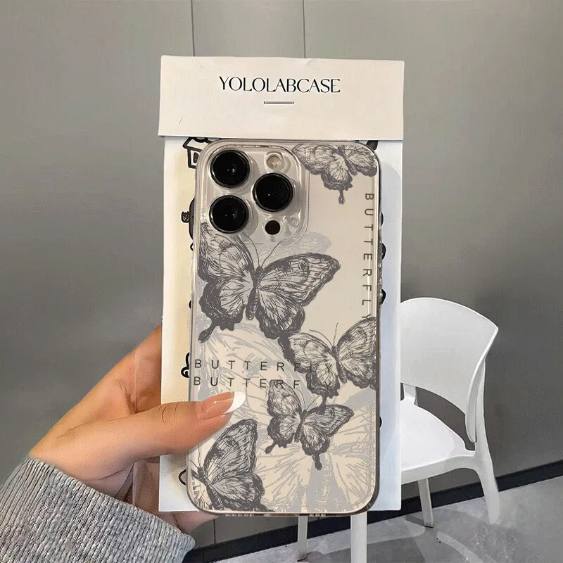 Clear Retro Butterfly TPU Phone Case Cover