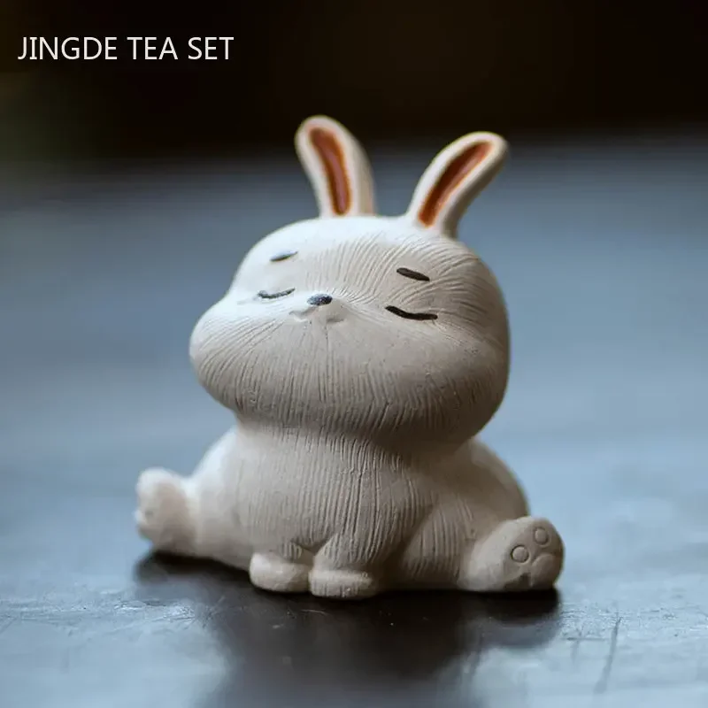 Creative Yixing Purple Clay Zodiac Rabbit Tea Pet Can Raise Tea Tray Small Ornaments Chinese Handmade Tea Set Decoration