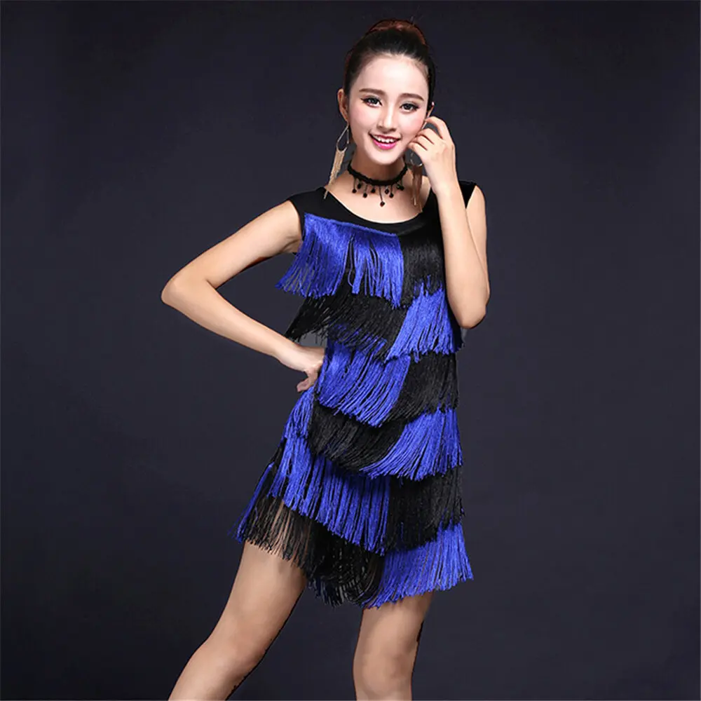 

Latin Dance Dress Tassel Fringe Sexy Dress Dancing Costumes for Women Evening Party Elastic Short Dress Performance Clothing