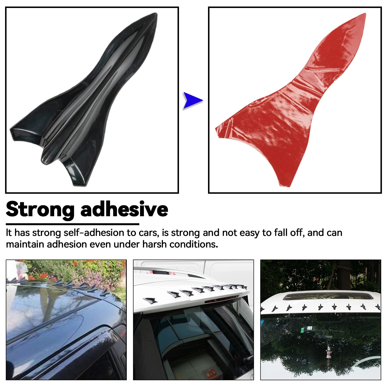 10pcs Shark Fins Diffuser Vortex Generator SUV Universal Car Roof Spoiler  Bumper Antenna Wing Trunk ABS Body Kit Set Decoration