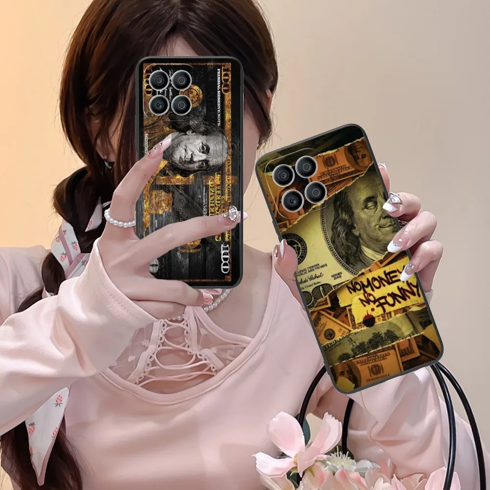 Usa Dollars Mobile Cell Phone Case For Huawei Honor 90 80 70 60 50 30 20 10 9 8 7 Pro C S Se Lite 5G Black Phone Cover Funda