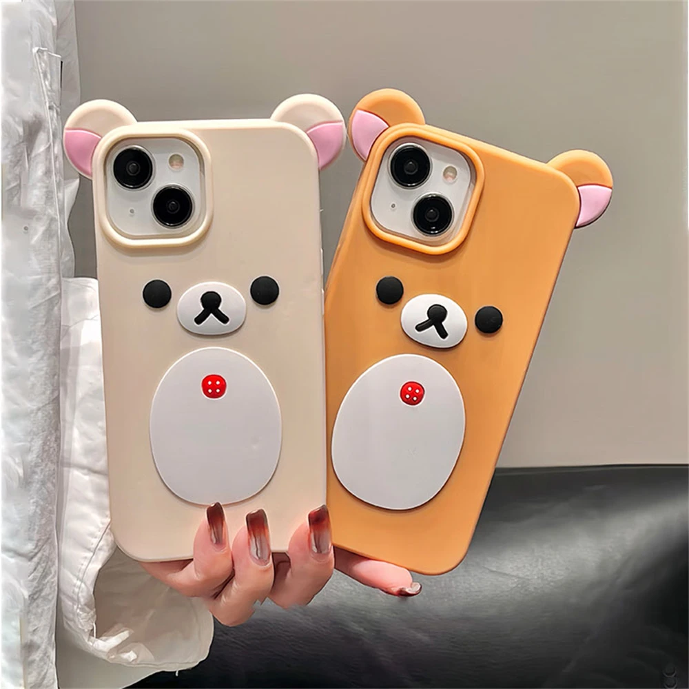 Adorable 3D Cartoon Bear Silicone Case for iPhones