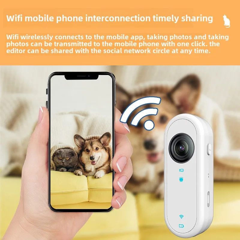 HD 1080P Pet Camera Waterproof Wearable Pet Recorder WiFi Anti-Shake 400mAhBattery Magnetic Mount Dogs Cats Video Live Streaming