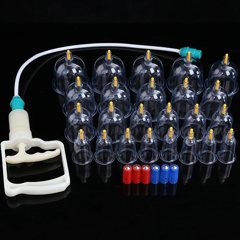 Cupping Therapy Set 24Pcs Chinese Biomagnetic Vacuum Cupping Home Cupping Therapy Set Body Relax Tight Muscles Massage Pain Relief Tool