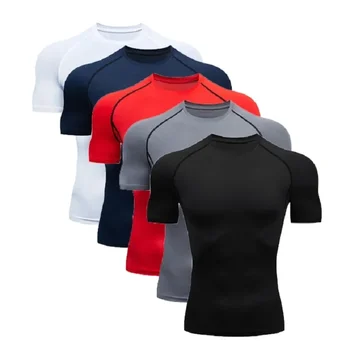 Magliette a compressione da corsa per uomo, Dry Fit, per fitness, palestra, rashguard, t-shirt da calcio, allenamento, bodybuilding, abbigliamento elasticizzato 2023
